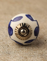 Blue Flowers on White Ceramic Knob