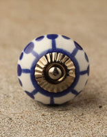 Blue Designs on White Ceramic Knob 04