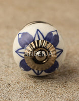 Blue Designs on White Ceramic Knob 05