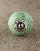 Cracked Lime Green Ceramic Cabinet Knob