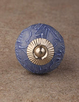 Blue Embossed Design Ceramic Cabinet knob