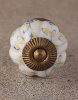 Yellow leaf with White Base Cabinet knob