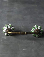 Green leaf with white base Cabinet or Drawer Pull
