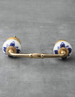 Blue design with white base Cabinet or Drawer Pull