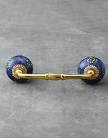 Green Flowerd and Green leaf with Blue Base Cabinet or Drawer Pull