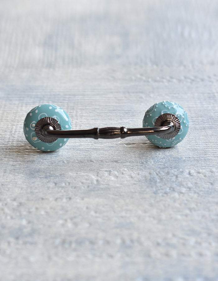 White Design With Turquoise Base Ceramic Pull – NEERJA INTERNATIONAL INC