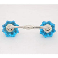 Blue Glass Flower Cebinet or Drawer Pull